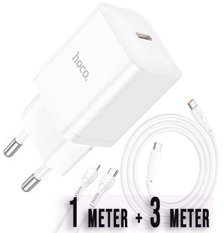 Samsung A54 - Type C Kabel (3+1 Meter) &amp;amp; Stekker (N27) - 20W - Wit