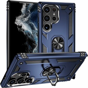 Samsung S24 Ultra Blauw - Armor met Kickstand Ring