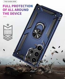 Samsung S24 Ultra Blauw - Armor met Kickstand Ring