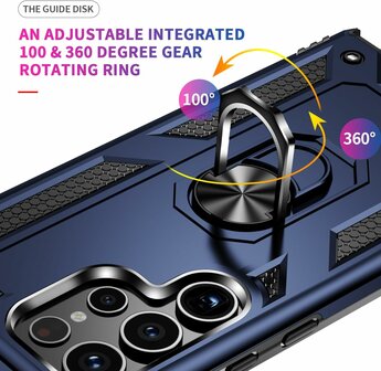 Samsung S24 Ultra Blauw - Armor met Kickstand Ring
