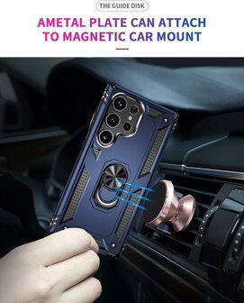 Samsung S24 Ultra Blauw - Armor met Kickstand Ring