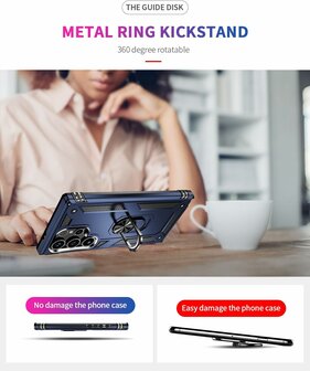 Samsung S24 Ultra Blauw - Armor met Kickstand Ring