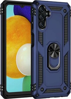 Samsung M23 Blauw &amp;amp; 2X Glas - Armor met Kickstand Ring