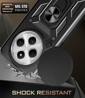 Redmi 14C - Zwart - Kickstand Cover Camera Bescherming