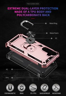Samsung A55 - Rosegoud - 2X Glas - Armor met Kickstand Ring