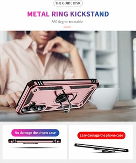 Samsung A55 - Rosegoud - 2X Glas - Armor met Kickstand Ring