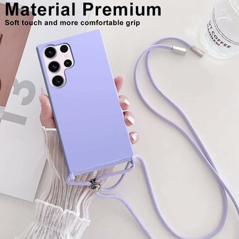 Samsung S24 Ultra - Paars - TPU Back Cover met Koord