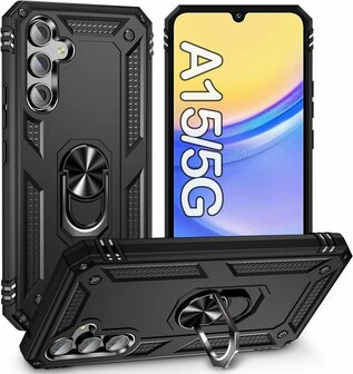 Samsung A15 Zwart - Armor met Kickstand Ring