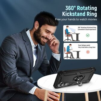 Samsung A15 Zwart - Armor met Kickstand Ring