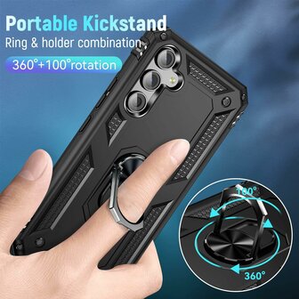 Samsung A15 Zwart - Armor met Kickstand Ring
