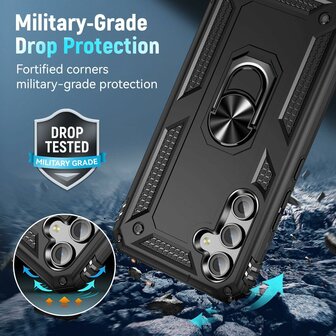 Samsung A15 Zwart - Armor met Kickstand Ring