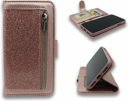 iPhone 12 Mini Rosegoud - Rits Book Case