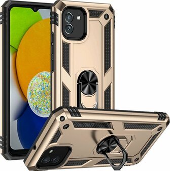 Samsung A03 Goud - Armor met Kickstand Ring