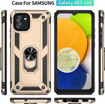 Samsung A03 Goud - Armor met Kickstand Ring