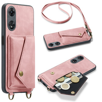 Oppo A98 Pale Pink - Back Cover met Koord