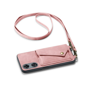 Oppo A98 Pale Pink - Back Cover met Koord