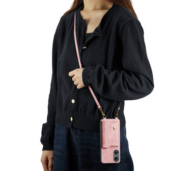 Oppo A98 Pale Pink - Back Cover met Koord