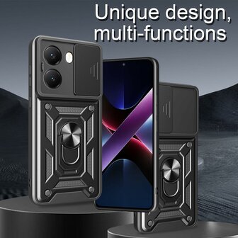 Oppo Reno 13 F - Zwart - Armor Kickstand met Camera Bescherming