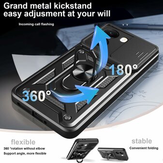 Oppo Reno 13 F - Zwart - Armor Kickstand met Camera Bescherming