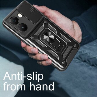Oppo Reno 13 F - Zwart - Armor Kickstand met Camera Bescherming