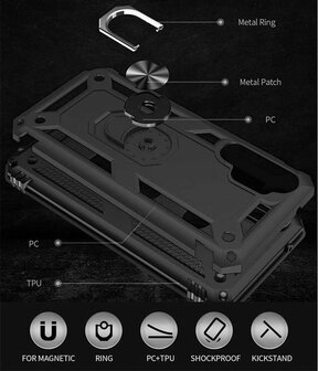 Samsung A32 5G Grijs - Armor met Kickstand Ring