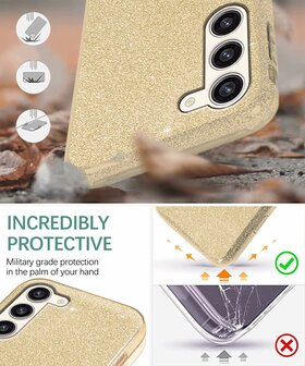 Samsung S24 - Glitter Back Cover - Goud