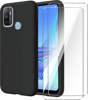 Oppo A53 &amp;amp; A53S - Back Cover &amp;amp; 2X Glas - Zwart