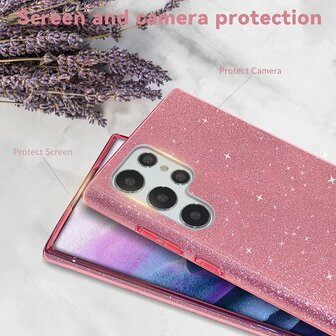 Samsung S24 Ultra - Glitter Back Cover - Roze