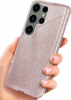 Samsung S24 Ultra - Glitter Back Cover - Roze