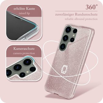 Samsung S24 Ultra - Glitter Back Cover - Roze
