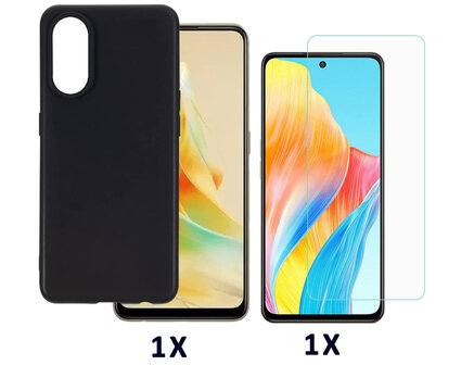 Oppo A98 - Back Cover &amp;amp; Glas - Zwart