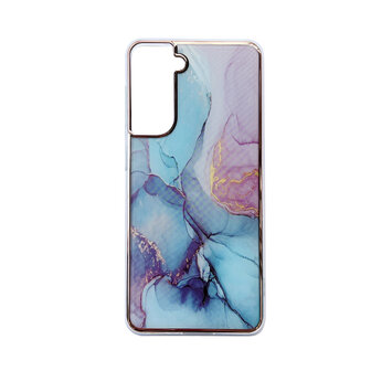 Samsung S24 - Marmer Back Cover - Blauw