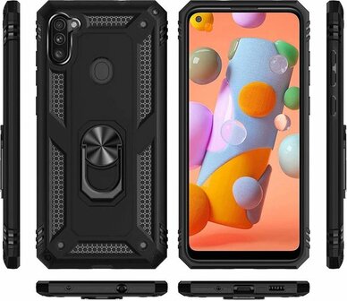 Samsung M11 Zwart - Armor met Kickstand Ring