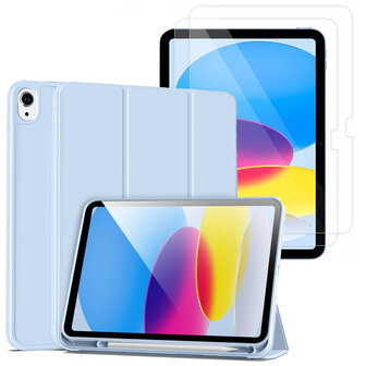 iPad 2025 &amp;amp; 2022 (11/10 Gen) - Licht Blauw - Smart Cover &amp;amp; Glas