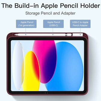 iPad 2025 &amp;amp; 2022 (11/10 Gen) - Bordeaux - Smart Cover met Pen Slot