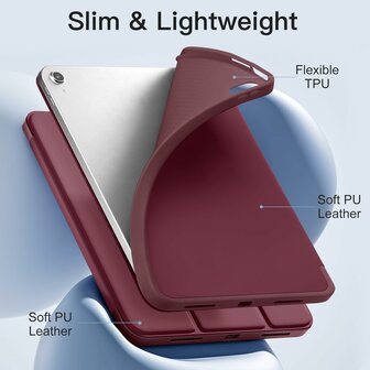 iPad 2025 &amp;amp; 2022 (11/10 Gen) - Bordeaux - Smart Cover met Pen Slot