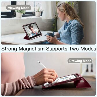 iPad 2025 &amp;amp; 2022 (11/10 Gen) - Bordeaux - Smart Cover met Pen Slot