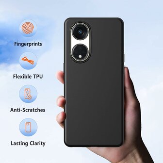 Oppo A98 - Siliconen Back Cover - Zwart