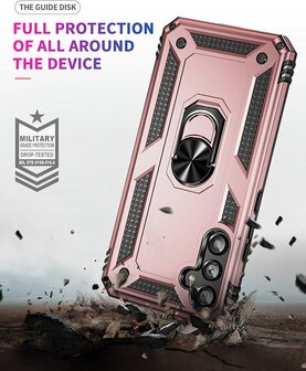 Samsung A54 Ros&eacute;goud &amp;amp; 2X Glas - Armor met Kickstand Ring