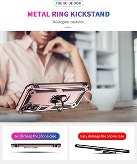 Samsung A54 Ros&eacute;goud &amp;amp; 2X Glas - Armor met Kickstand Ring