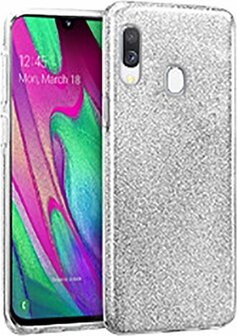 Samsung A20e - Siliconen - Glitter Back Cover - Zilver