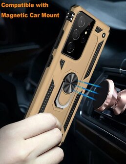 Samsung S22 Ultra Goud - Armor met Kickstand Ring