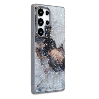 Samsung S23 Ultra - Diamant Marmer Glitter - Grijs