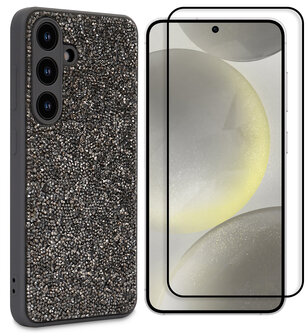 Samsung S25 - Zilver - Diamant Glitter &amp;amp; Full Glas