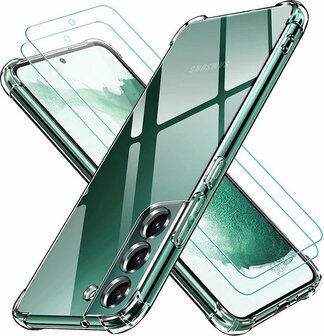 S22 Plus - Anti Shock &amp;amp; 2X Glas - Transparant