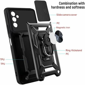 Samsung A05s - Zwart - Armor Kickstand &amp;amp; Camera Bescherming