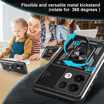 Oppo Reno 13 Pro - Zwart - Armor Kickstand met Camera Bescherming