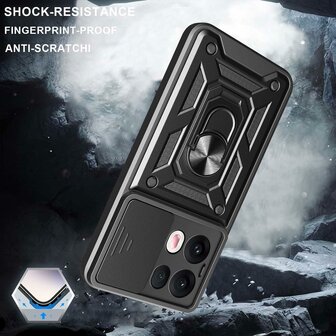 Oppo Reno 13 Pro - Zwart - Armor Kickstand met Camera Bescherming