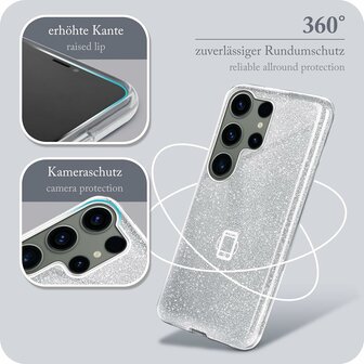 Samsung S24 Ultra - Glitter Back Cover - Zilver