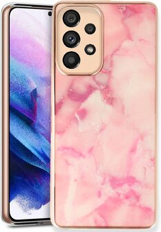 Samsung A23 - Marmer Back Cover - Roze
